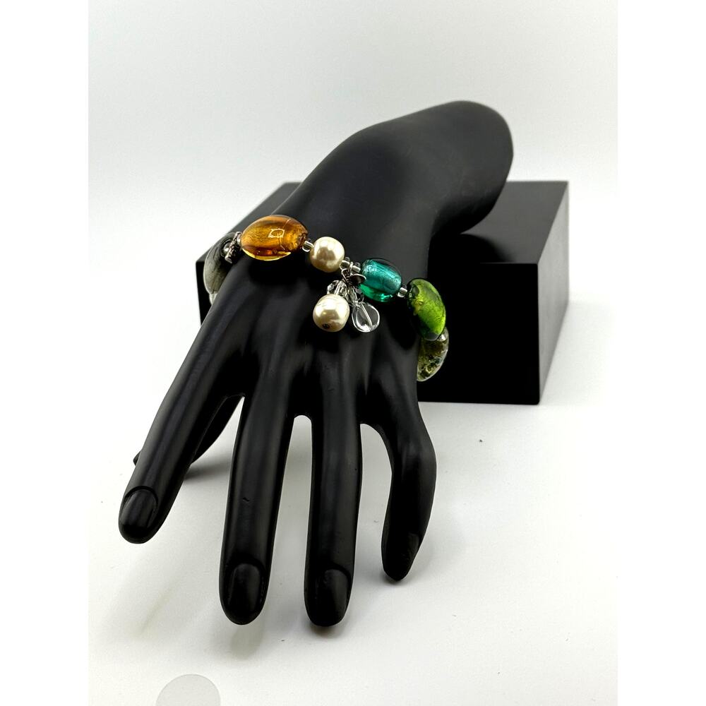 Silpada Multi-Color Foiled Glass Bead Stretch Bracelet